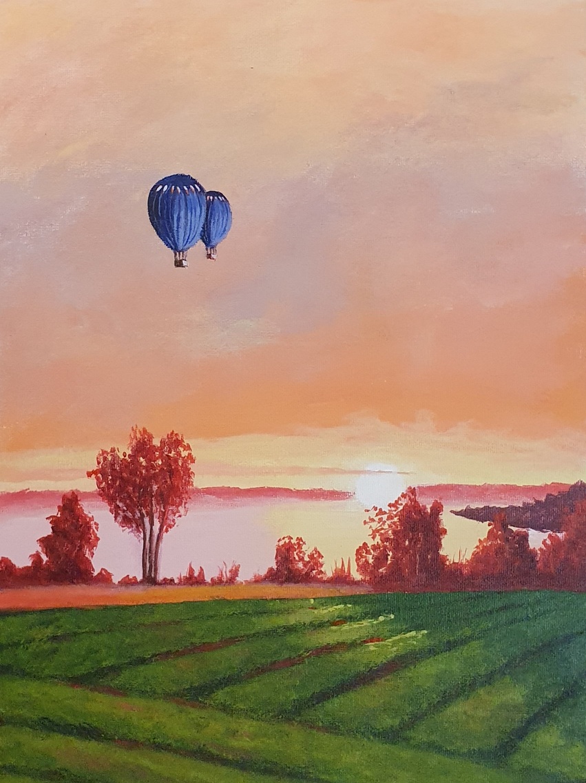 Ballonfahrt in den Sonnenuntergang